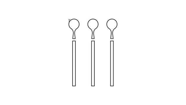 Black line Matches icon isolated on white background. 4K Video motion graphic animation