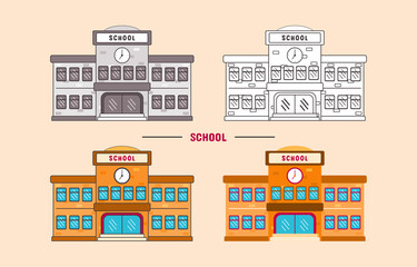 School Building Icon, Vector, Illustration