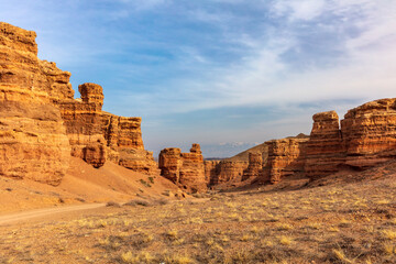 red rock formation in park, Charyn Canyon, Kazakhstan