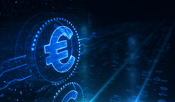 Euro currency icon and EUR money symbol digital concept 3d illustration