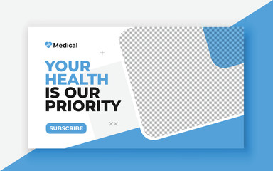 Medical healthcare youtube thumbnail and web banner template.Editable video thumbnail template