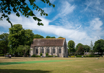 Fototapeta na wymiar Greyfriars Chapel, Priory Park, Chichester, West Sussex on a sunny summers day.