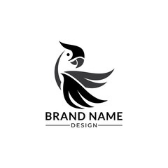 Modern and simple parrot bird with red color logo illustration.