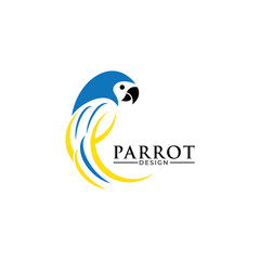 Modern and simple parrot bird with red color logo illustration.