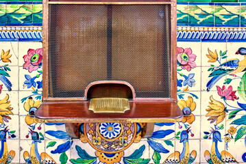 azulejos panels on the wall of the Rio Tinto train station suburb of Porto, Portugal