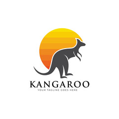 Vector Logo Illustration Australian Kangaroo Mascot Cartoon
