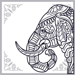 Elephant zentangle arts isolated on white background