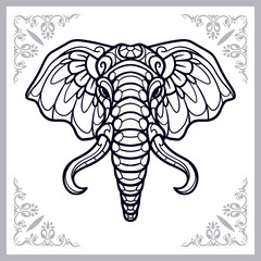 Elephant zentangle arts isolated on white background