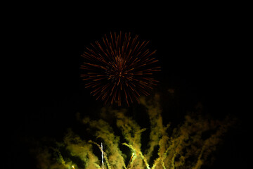Fireworks exploding against black background