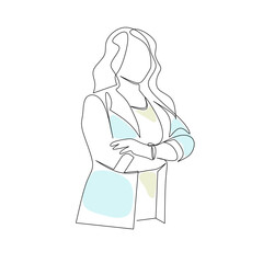 Vector illustration of businesswoman drawn in line art style