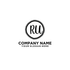Letter RU Beautiful handwriting logo