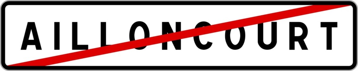 Fototapeta premium Panneau sortie ville agglomération Ailloncourt / Town exit sign Ailloncourt
