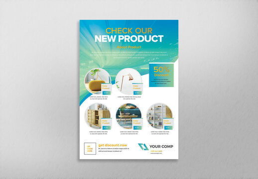 Product Flyer Layout with Gradient Blue Color