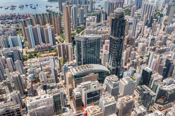 Fototapeta premium Mong Kok, Hong Kong Top view of Hong Kong city