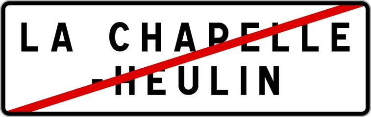 Panneau sortie ville agglom&eacute;ration La Chapelle-Heulin / Town exit sign La Chapelle-Heulin