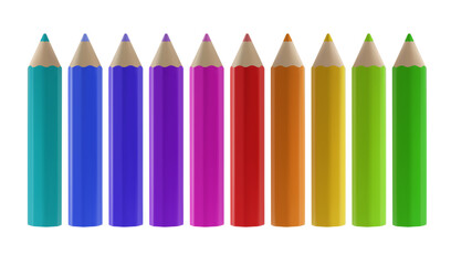 A set of colored pencils in a modern 3D style