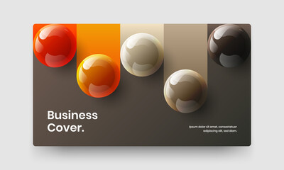 Trendy front page vector design concept. Vivid 3D spheres web banner layout.