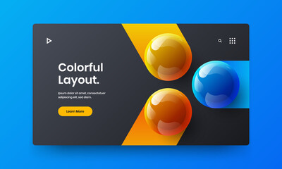 Vivid horizontal cover vector design layout. Colorful realistic spheres front page concept.