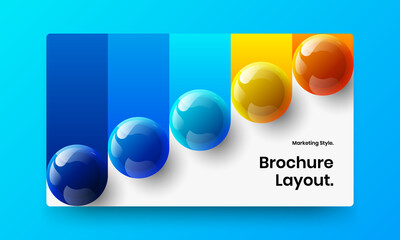 Creative 3D balls website screen layout. Clean poster design vector template.