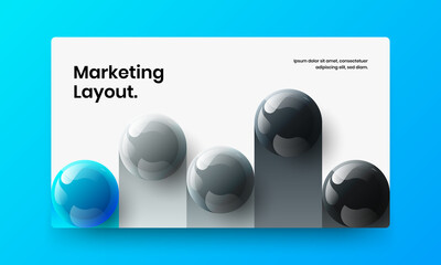 Multicolored 3D spheres handbill template. Fresh pamphlet design vector concept.