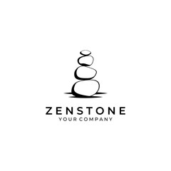 Minimalist zen stones logo, balancing stones, neatly stacked stones, stones for meditation or wellness.With template vector illustration.