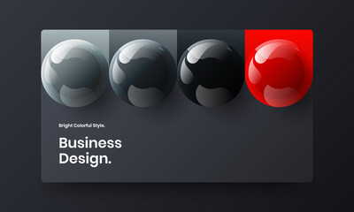 Clean company brochure design vector layout. Creative realistic balls flyer illustration.