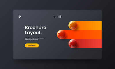 Unique corporate brochure design vector layout. Minimalistic realistic balls catalog cover template.