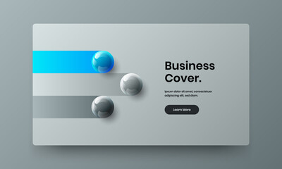 Original realistic balls landing page concept. Simple catalog cover vector design layout.