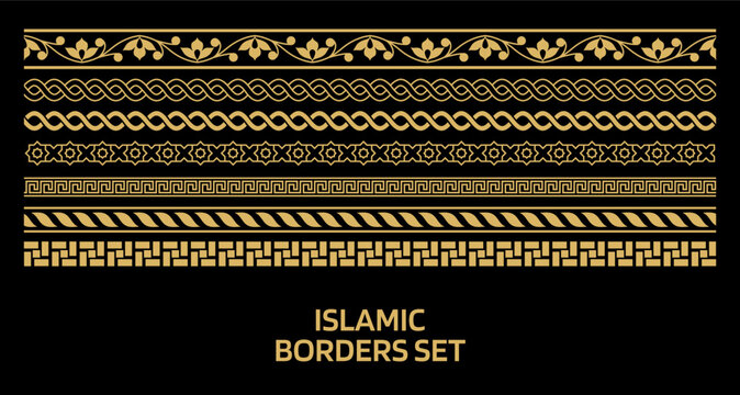 islamic border set gold patterns