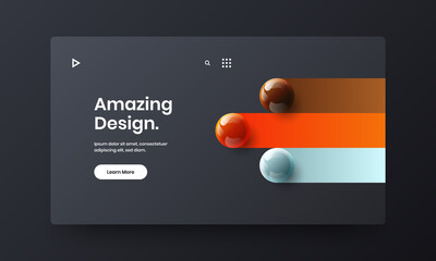 Simple presentation design vector illustration. Amazing realistic spheres banner template.