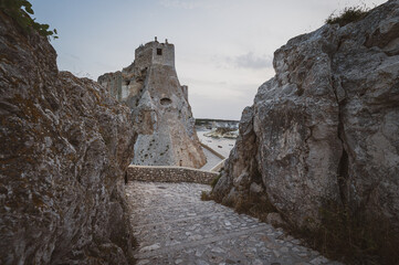 Italy, July 2022: architectural and landscape details of the island of San Nicola in the...