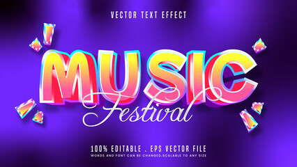 Music Festival 3d editable text effect font style