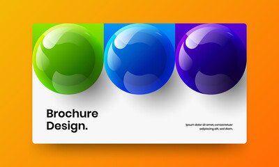 Original realistic spheres pamphlet illustration. Multicolored front page vector design concept.