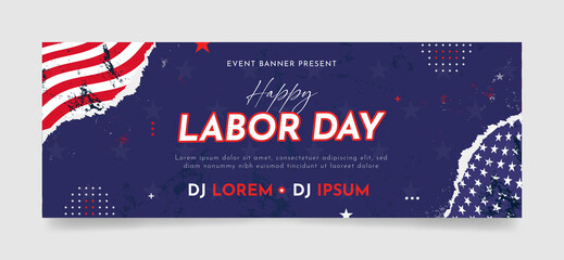 Labor day facebook cover page timeline web ad banner template | Modern layout design	