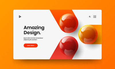 Amazing site vector design concept. Original 3D balls front page template.