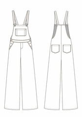 Overall vector sketch illustration. Casual women clothes