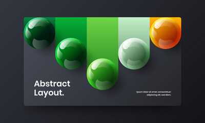 Abstract catalog cover design vector layout. Fresh 3D spheres company brochure concept.