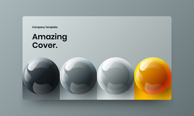 Premium web banner design vector template. Colorful realistic spheres pamphlet illustration.