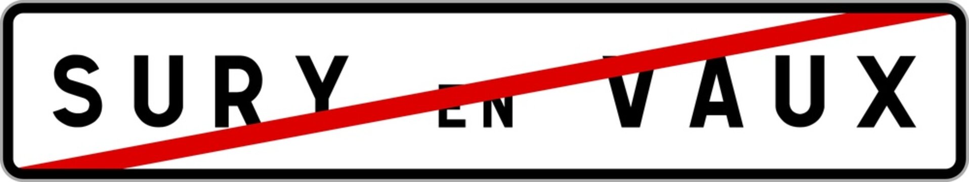 Panneau sortie ville agglom&eacute;ration Sury-en-Vaux / Town exit sign Sury-en-Vaux