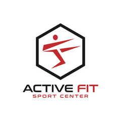 Abstract Initial Letter F and Hexagon Shape Combined as Active Fit People Logo Design.