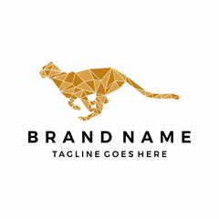 Geometric cheetah polygon leopard panther logo design vector © nurazizahku94