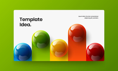 Creative realistic balls horizontal cover illustration. Fresh brochure design vector concept.