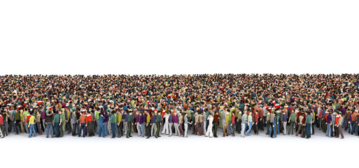 People crowd on a white background. 3d illustration