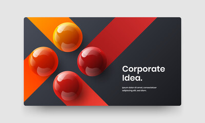 Trendy 3D spheres landing page concept. Geometric poster design vector template.