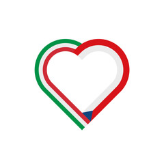 friendship concept. heart ribbon icon of italy and czech republic flags. vector illustration isolated on white background