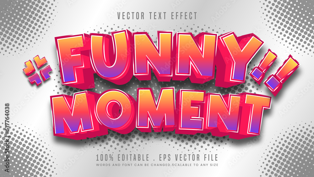 Poster funny moment 3d editable text effect font style