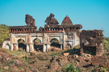 Remains of Panchakot Royal dynasty palace & nearby fort at Garh Panchakot, Purulia, West Bengal in...