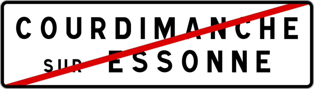 Panneau sortie ville agglom&eacute;ration Courdimanche-sur-Essonne / Town exit sign Courdimanche-sur-Essonne
