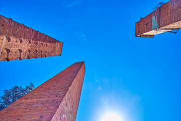 Three medieval towers of Pavia, Italy
