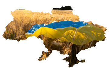 Conceptual image of Ukraine's map, global food crisis caused by Russia's 